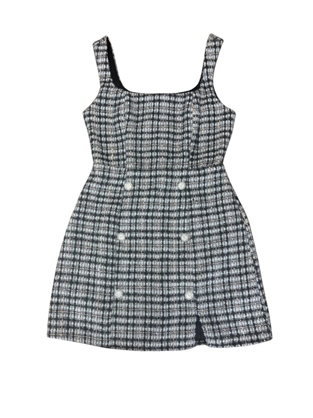 Francesca’s Tweed Button-Front Mini Dress in Black and White Size XS